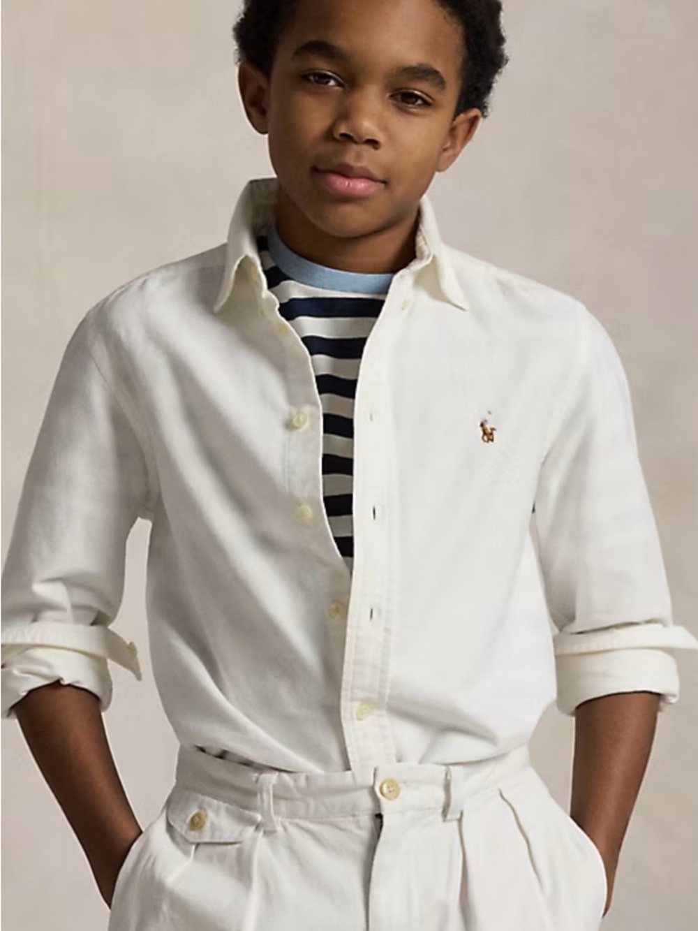 Polo by Ralph Lauren White Button-Down Shirt with Brown Pony Logo